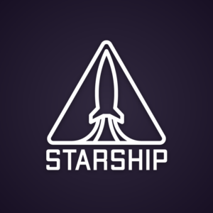 Starship – Rocket launch outline logo design free logo preview