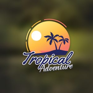 Tropical Adventure – Sunset palm beach logo free logo preview