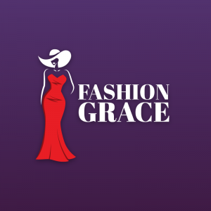 Fashion grace – Red dress woman logo design free logo preview