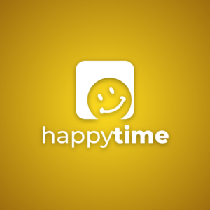 Happy time – Negative space logo design free logo preview